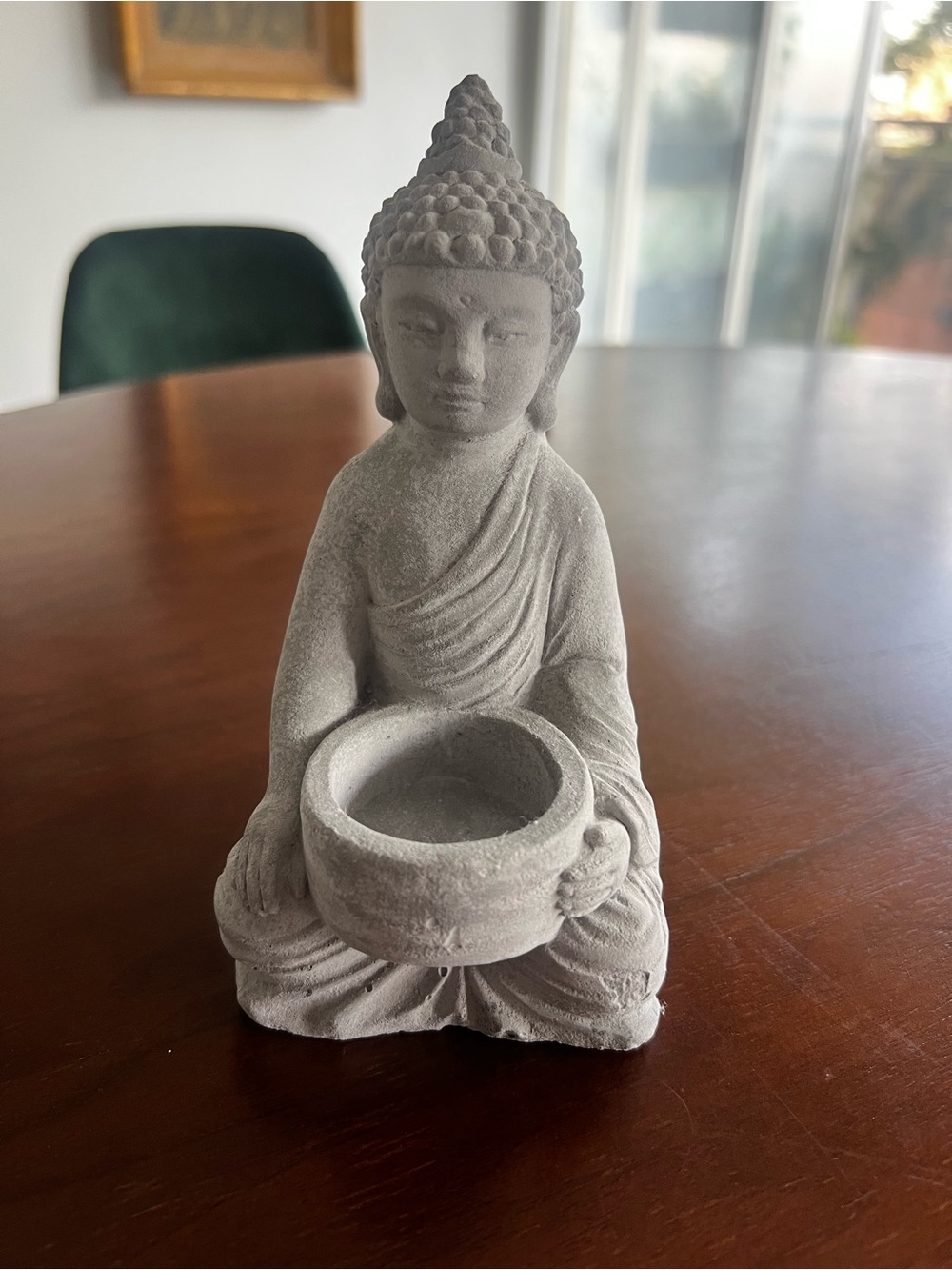 Serene Buddha Tealight Holder - Stone Gray Home Art
